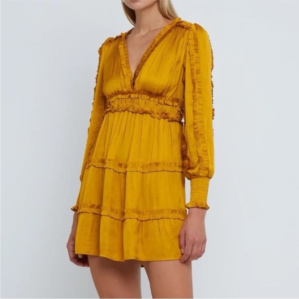 o.p.t. Long Sleeve Ruffled Mini Dress